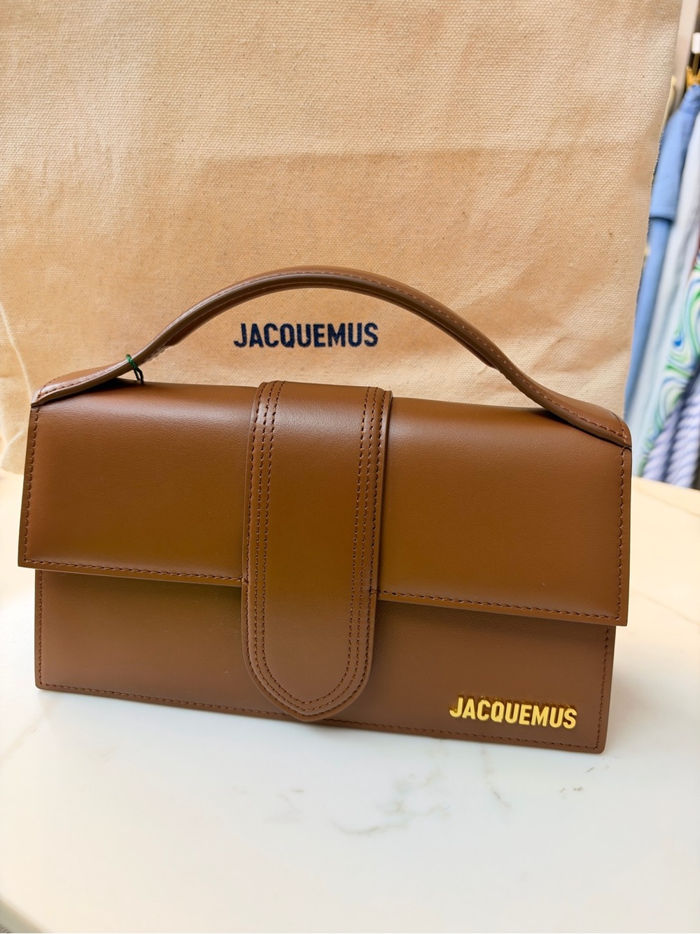 Jacquemus Le Grand Bambino Brown Top Handle Leather & Crossbody Bag w/Dust Bag - Picture 3 of 7